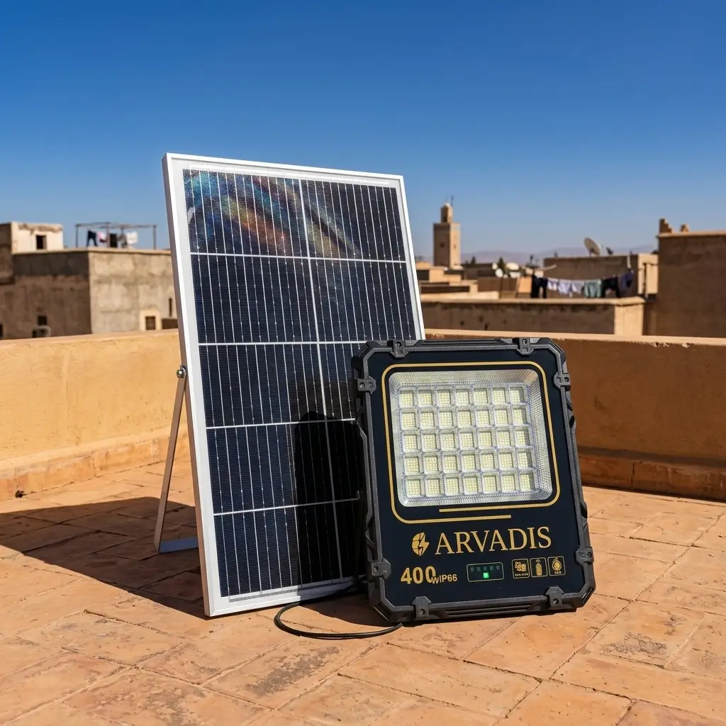 لوح شمسي يشحن البروجكتور نهاراً